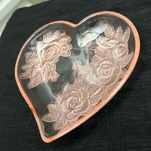 Depression Glass Pink Heart Jewelry Dish